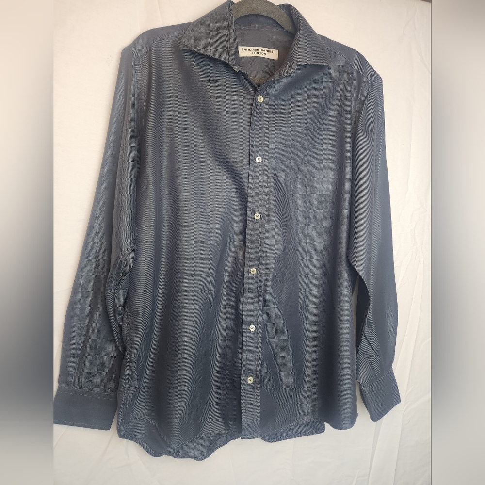 XL 41/17 Katherine Hamnett London Men's Dress Shirt Charcoal Gray Button Down